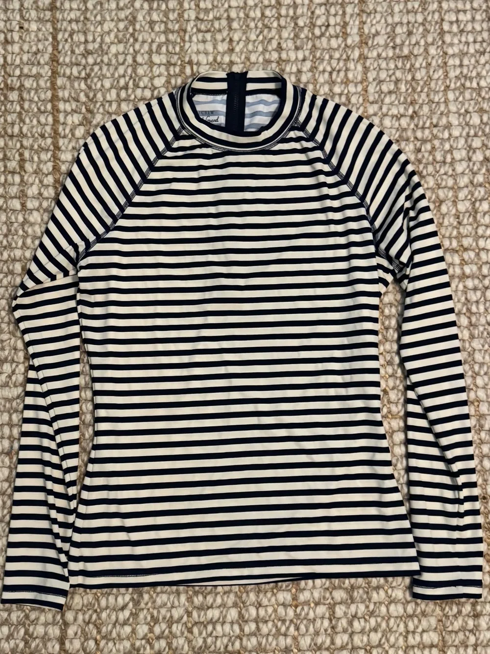 Jcrew long sleeve Rash Guard in classic blue/cream stripes